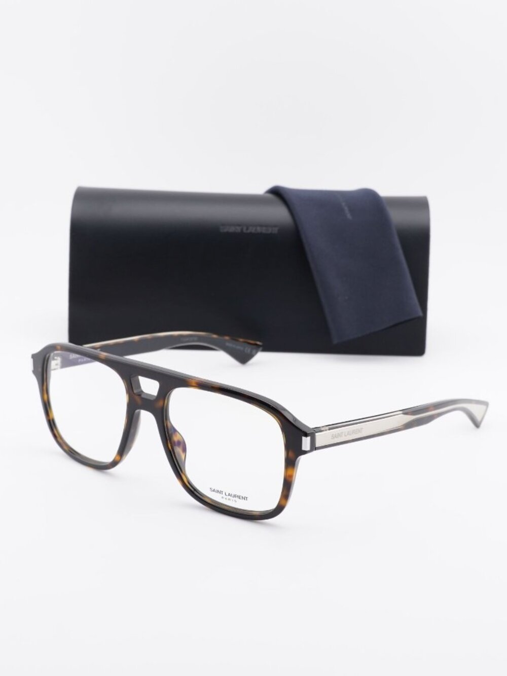 Saint Laurent SL881OPT 002 Square Eyeglasses – Dark Havana 55mm